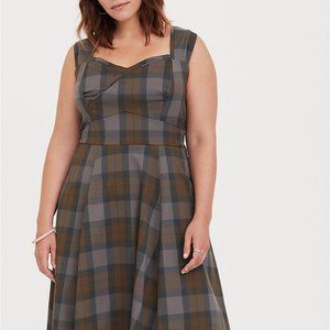 Outlander Tartan Wrap Bodice Swing Dress - Torrid